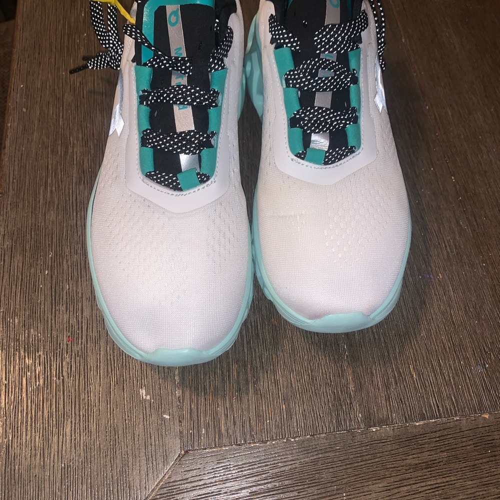 Men's Athletic Shoes in White and Teal